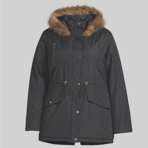 Big Chill Charcoal Puffer Coat with Brown Faux Fur Hood